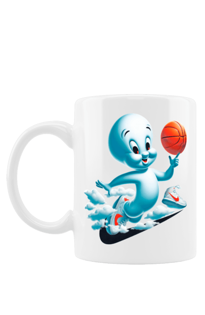 Чашка с принтом Каспер. Casper, баскетбол, каспер, кроссовки, мяч, приведение, призрак, спорт, фильм. 2070702