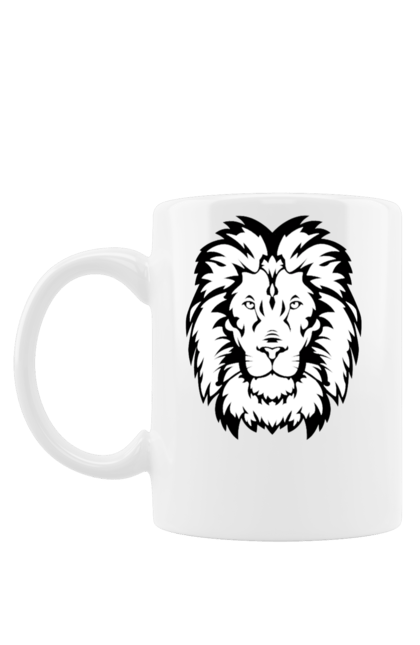 Чашка з принтом "Лев". Грива, кішка, лев, тварина, хижак, хижий хвір, цар звірів. futbolka.stylus.ua