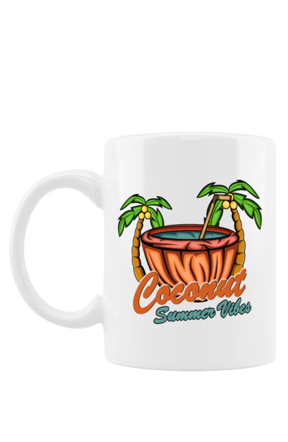 Чашка з принтом "Кокосовий горіх". Їжа, кокос, кокосовий горіх, коктель, літо, напиток. CustomPrint.market