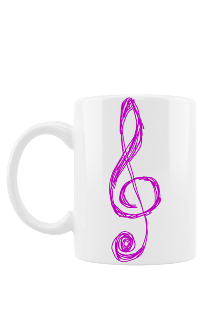 Чашка з принтом "Скрипковий ключ". Ключ, композитор, мелодія, меломан, музика, музикант, ноти, символ, скрипковий ключ. ART принт на футболках