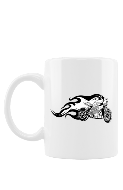 Чашка з принтом "Мотоцикл Вогонь". Мото, мотоцикл, огонь. 2070702