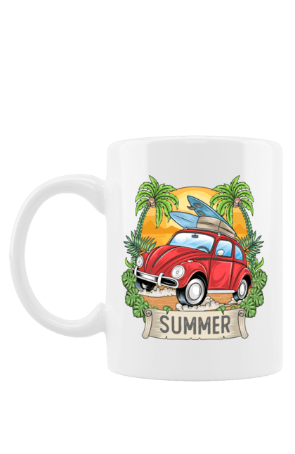 Чашка з принтом "Літо, Машина І Пальми". Відпочинок, літо, машина, пальми. CustomPrint.market