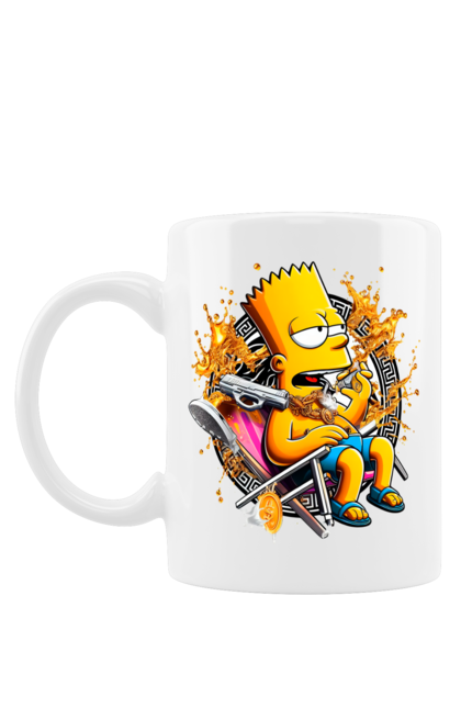 Mug with prints Bart Simpson Versace. Bart, cartoon, serial, simpson, versace. 2070702