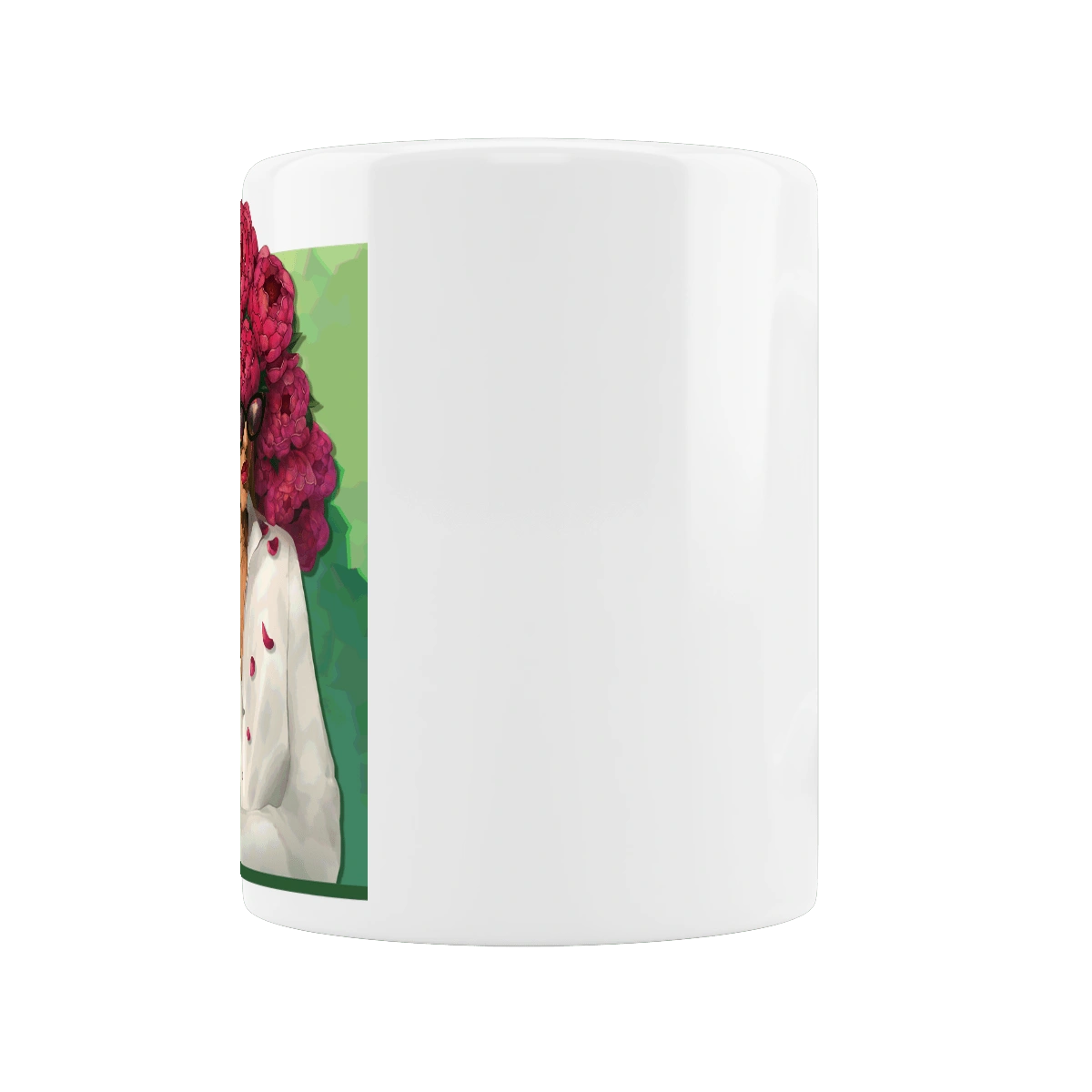 Girl with peonies and a glass