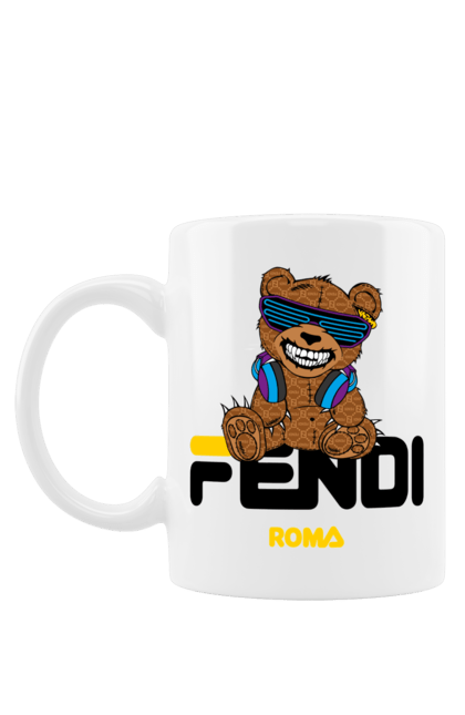 Чашка з принтом "Fendi". Fendi, бренд, будинок моди, ведмедик, італія, люкс, мода, одяг, сумка, фенді. 2070702