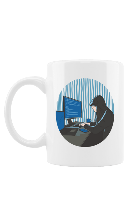 Чашка з принтом "Хакер". Бінарний, гік, програміст, хакер. 2070702