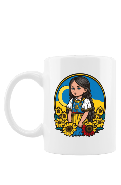 Чашка з принтом "Мила Українська дівчинка". Блакитний, жовтий, жовто-блакитний, зроблено в україні, патріот, патріоти україни, підтримую україну, прапор україни, україна, українська дівчинка. 2070702