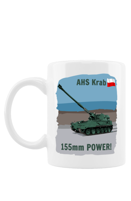 Чашка з принтом "155mm Power! САУ Krab оливковий". Ahs krab, артилерія, гаубиця, краб, польща, сау. 2070702