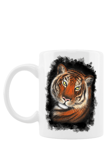 Чашка з принтом "Тигр Малюнок". 2022, малюнок, новий рік, портрет тигра, реалізм, різдво, рудий, смугастий, тигр. futbolka.stylus.ua