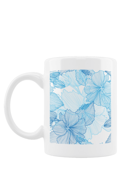 Чашка з принтом "Блакитні Візерункові Квіти". Візерунок, квітка. futbolka.stylus.ua