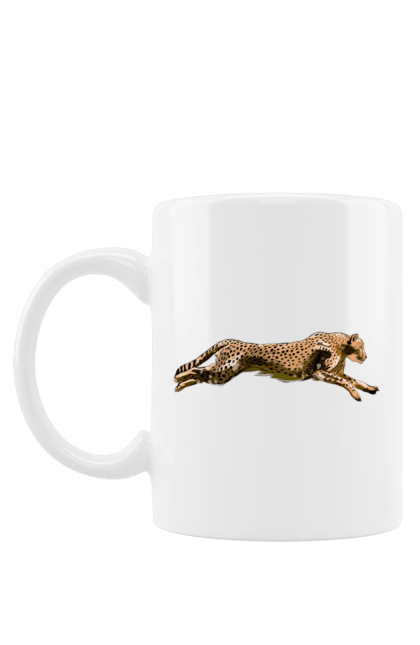 Чашка з принтом "Гіпард біжить". Гіпард, гіпард біжить, джунглі, кішка, тварини. CustomPrint.market