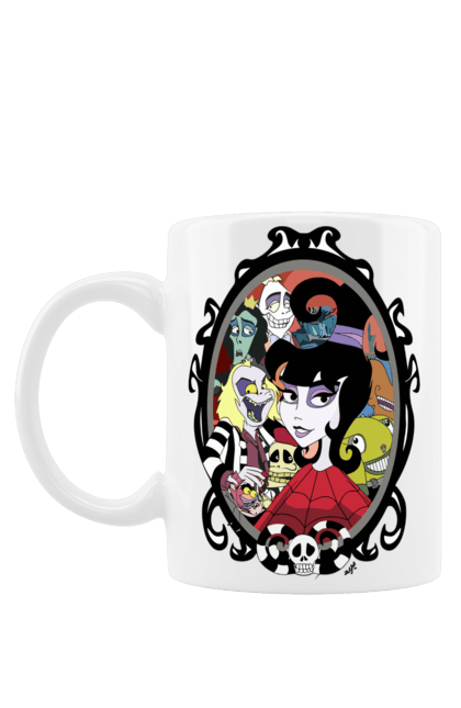 Mug with prints Beetlejuice. Beetlejuice, comedy, ghost, horror, movie, tim burton, warner bros. 2070702