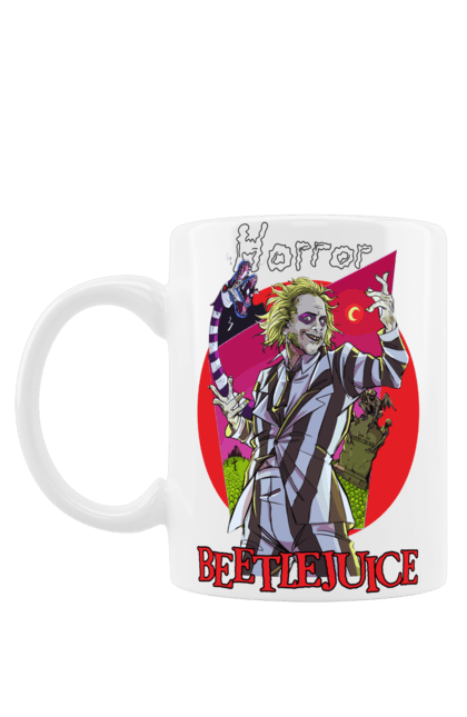 Mug with prints Beetlejuice. Beetlejuice, comedy, ghost, horror, movie, tim burton, warner bros. 2070702