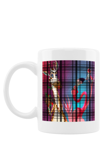 Чашка з принтом "Жираф І Фламінго На Вечірці". Жираф, їжа, коктейль, фламінго. 2070702