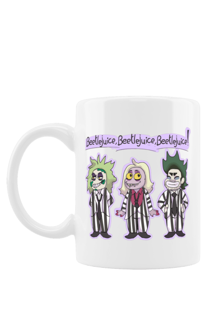 Mug with prints Beetlejuice. Beetlejuice, comedy, ghost, horror, movie, tim burton, warner bros. 2070702