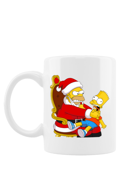Чашка з принтом "Веселі Гомер та Барт". 2022, барт, гомер, новий рік, новорічний барт, новорічний гомер, симпсони. CustomPrint.market
