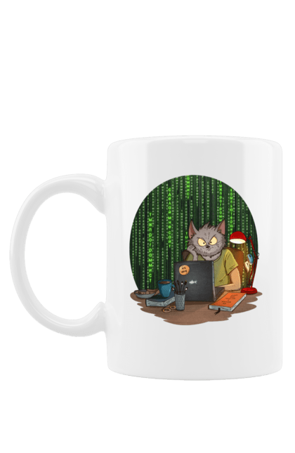 Чашка з принтом "Кіт програміст". Angular, c, css, html, it, javascript, jquery, php, python, react, svelt, vue, айтишник, айті, гумор, код, кодувати, прогер, програміст, програмісти, ти ж, ти ж програміст, тиж програміст. 2070702