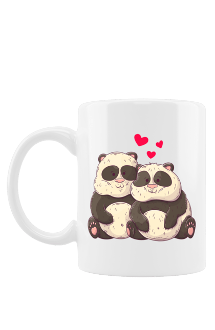 Чашка з принтом "Закохані панди". 14 лютого, день закоханих, кохання, панда, пара, тварина. futbolka.stylus.ua