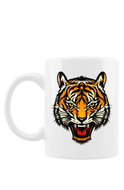 Чашка з принтом "Голова жовтого тигра". Голова тигра, джунглі, жовтий тигр, тварини, тигр. futbolka.stylus.ua