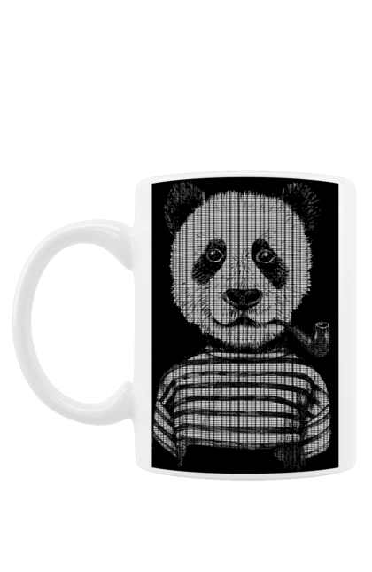 Чашка з принтом "Панда У Матросці Курить Трубку". Курити, моряк, панда, трубка. aslan