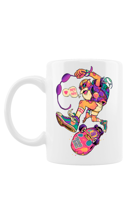 Чашка з принтом "Дід на хвилі". Будь молодим, вогонь, ганяй, грай, дід та скейт, драйв, крутий дід, молодість у душі, спорт, старість. 2070702