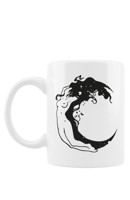 Mug with prints Moon girl. Cosmic, girl, moon, space, stars. 2070702