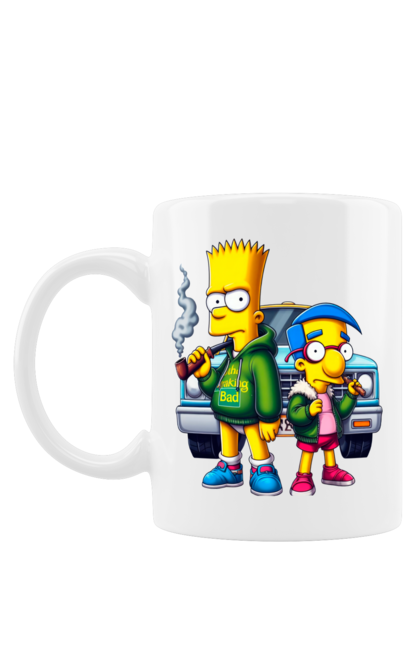 Mug with prints Bart Breaking Bad. Bart, breaking bad, cartoon, character, laboratory, milhouse, serial, simpson, simpsons. 2070702