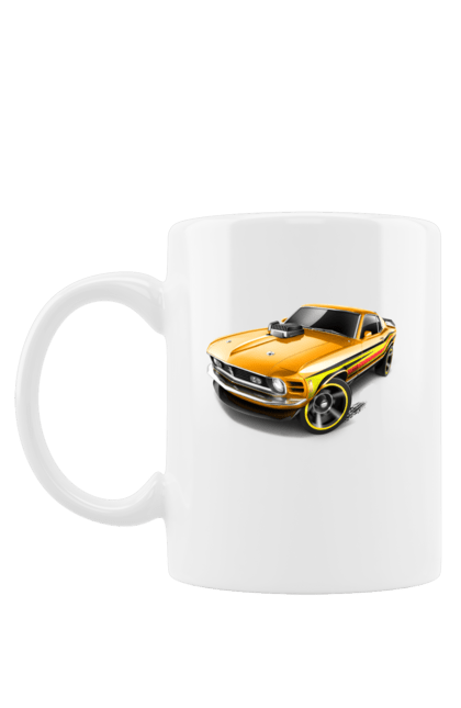 Чашка з принтом "Форд мустанг". Американська легенда, жовтий мустанг, культове авто, мустанг, потужне авто, форд мустанг, шелбі. 2070702