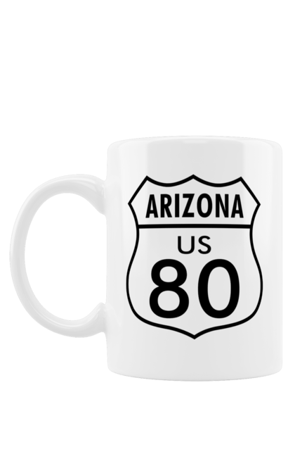 Чашка з принтом "Route 80". Байк, байкер, байкер клуб, брат, брати, брутал, гарячий асфальт, гарячий кінь, гарячий стрижень, дорога 50, дорога 66, дорога 80, дороги америки, дороги україни, жага швидкості, клуб байкерів, мотоцикл, мотоцикліст, справжній чоловік, чувак, швидкість. 2070702