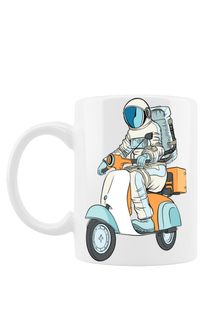 Чашка з принтом "Космонавт на мотоциклі". Космонавт, космос, мотоцикл. 2070702