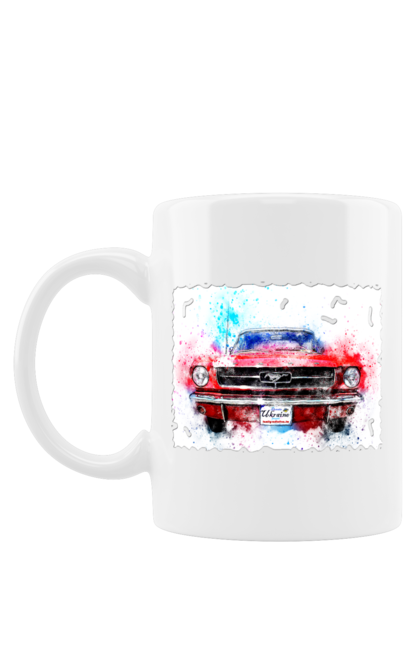 Mug with prints Mustang car. Car, donations, help, horse, mustang, mustang car, paypal, road, ukraine, wheel. 2070702