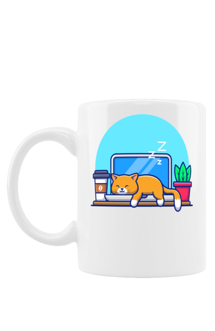 Чашка з принтом "Кіт програміст". Angular, c, css, html, it, javascript, jquery, php, python, react, svelt, vue, айтишник, айті, гумор, код, кодувати, прогер, програміст, програмісти, ти ж, ти ж програміст, тиж програміст. 2070702