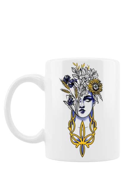 Mug with prints Ukrainian. Sunflower, ukrainian, woman. 2070702