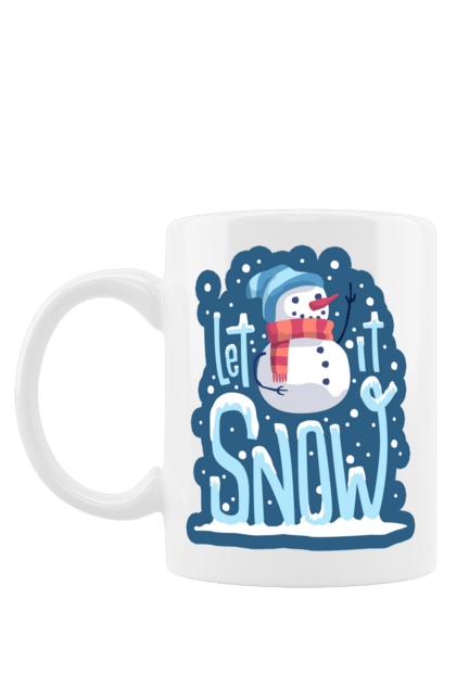 Чашка з принтом "Сніговик та снігопад". 2022, зима, настрій, новий рік, новорічний, радість, різдво, святкування, свято, сезон, сніг, сніговик, снігопад, холод, холодний. futbolka.stylus.ua