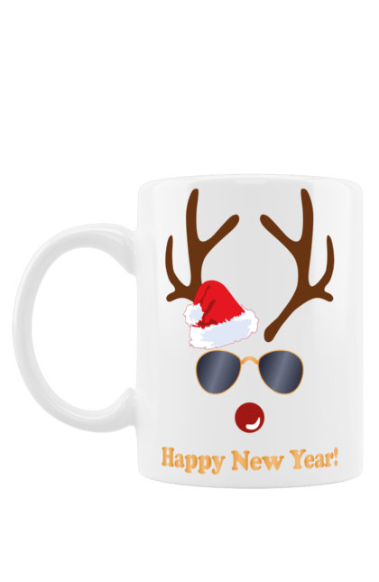 Чашка з принтом "Новорічна". Дід мороз, новий рік, олень, різдво, санта клаус, святий миколай, свято, чорний кролик. futbolka.stylus.ua