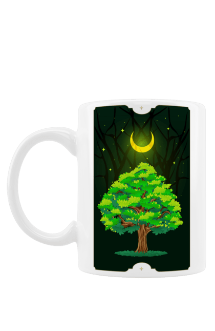 Чашка з принтом "Дерево вночі". Дерево, космос, ліс, магія, місяць, ніч, природа. futbolka.stylus.ua