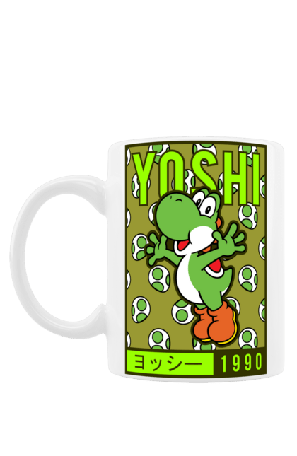 Чашка з принтом "Маріо Йоші". Nintendo, super mario world, yoshi, динозавр, ігри, маріо, нінтендо, персонаж. CustomPrint.market