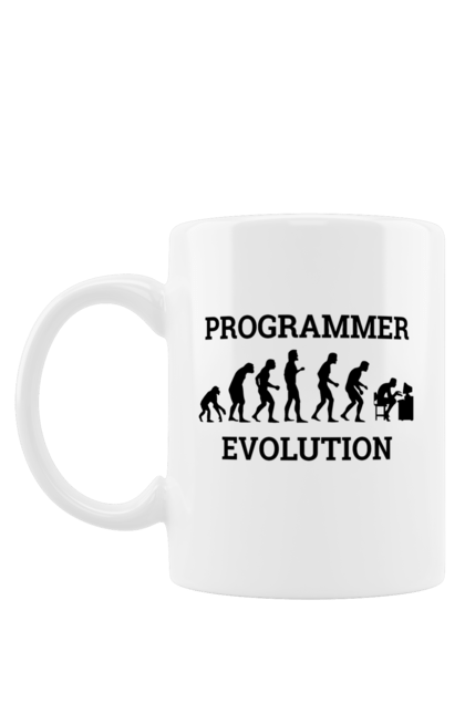 Чашка з принтом "Еволюція програміста". Angular, c, css, html, it, javascript, jquery, php, python, react, svelt, vue, айтишник, айті, гумор, код, кодувати, прогер, програміст, програмісти, ти ж, ти ж програміст, тиж програміст. 2070702