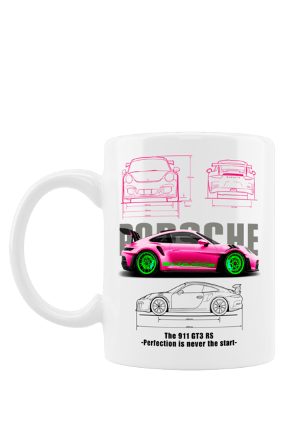 Чашка з принтом "Porsche 911 GT3 RS". Porsche, porsche 911, авто, автомобіль, порше, спорт, спортивний автомобіль. 2070702