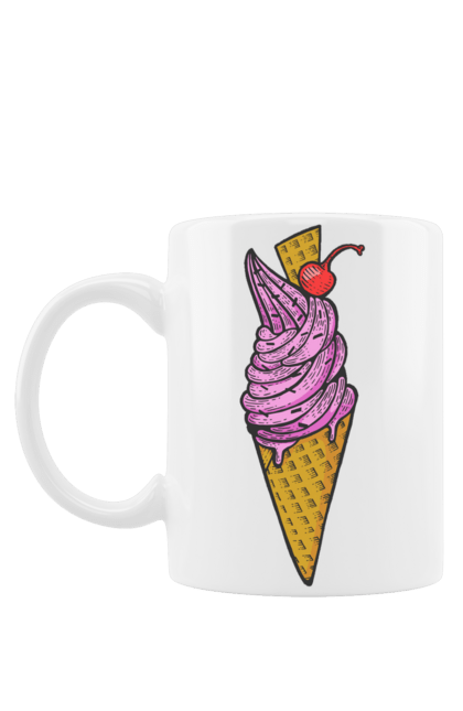 Чашка з принтом "Морозиво З Вишенькою". Вишня, морозиво, солодкість. CustomPrint.market