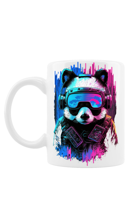 Чашка з принтом "Панда в VR шолом". Віртуальна реальність, гік, панда, персонаж, шолом. 2070702