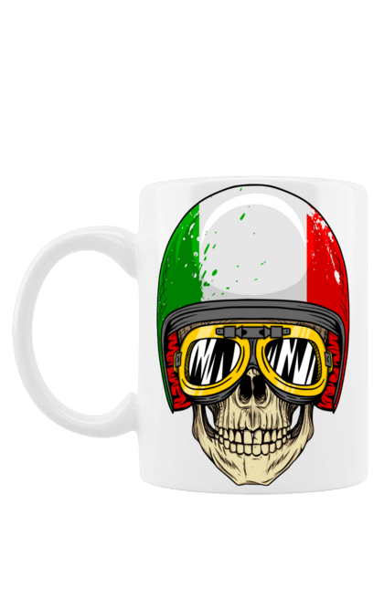 Чашка з принтом "Череп в мотошоломі". Мото, окуляри, череп, шолом. 2070702