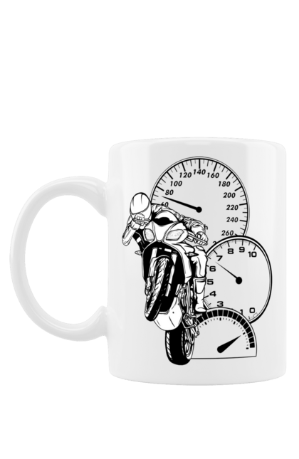 Чашка з принтом "Мотоцикл Швидкість Чорний". Мото, мотоцикл, розгін, швидкість. 2070702