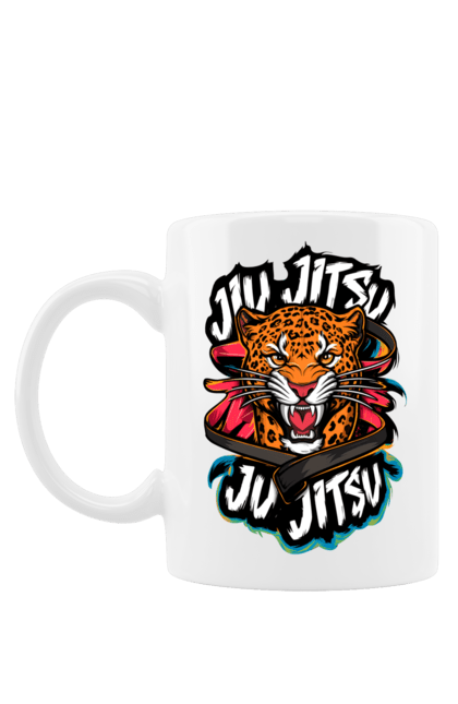 Mug with prints Jujutsu. Animal, japan, jiu jitsu, jujutsu, leopard, martial arts, ninja, samurai, sport. 2070702