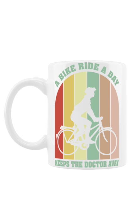 Чашка з принтом "Поїздка на велосипеді". Велопрогулянка, велосипед, здоровий спосіб життя, зож, поїздка на велосипеді. 2070702