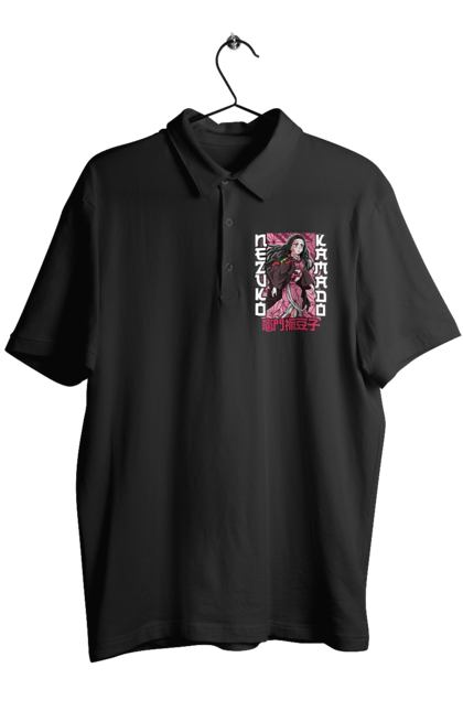 Men's polo with prints Demon Slayer Nezuko. Anime, demon slayer, kimetsu no yaiba, manga, nezuko, serial. 2070702