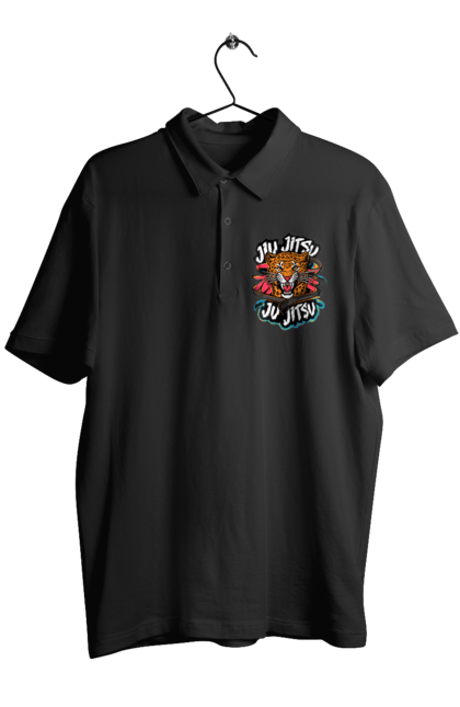 Men's polo with prints Jujutsu. Animal, japan, jiu jitsu, jujutsu, leopard, martial arts, ninja, samurai, sport. 2070702