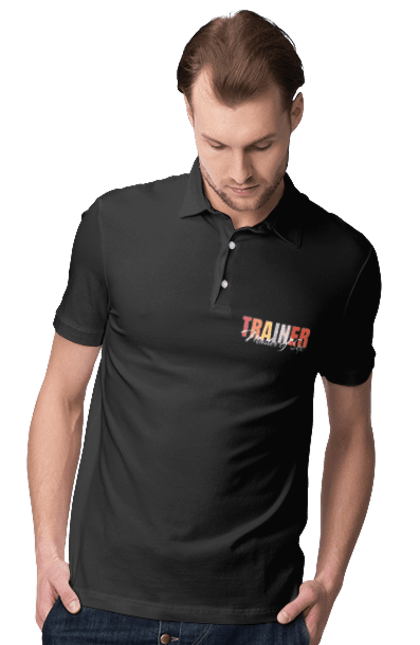 Поло чоловіче з принтом "Тренер майстер секса". Майстер сексу, секс, тренер, тренер з сексу. 2070702