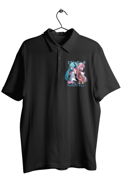 Men's polo with prints Hatsune Miku and Hitori Gotou. Anime, bocchi the rock, hatsune miku, hitori goto, hitori gotou, lonely rocker, miku, rocker, vocaloid. 2070702