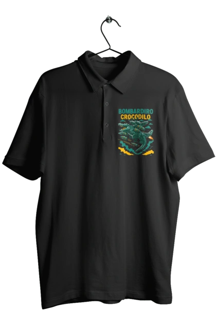 Поло чоловіче з принтом "Bombardino Crocodilo". Bombardino, bombardino crocodilo, crocodilo, бомбардіно крокоділо, крокодил, крокодил літак, крокодил мем, мем, мем бомбардине крокодило. 2070702